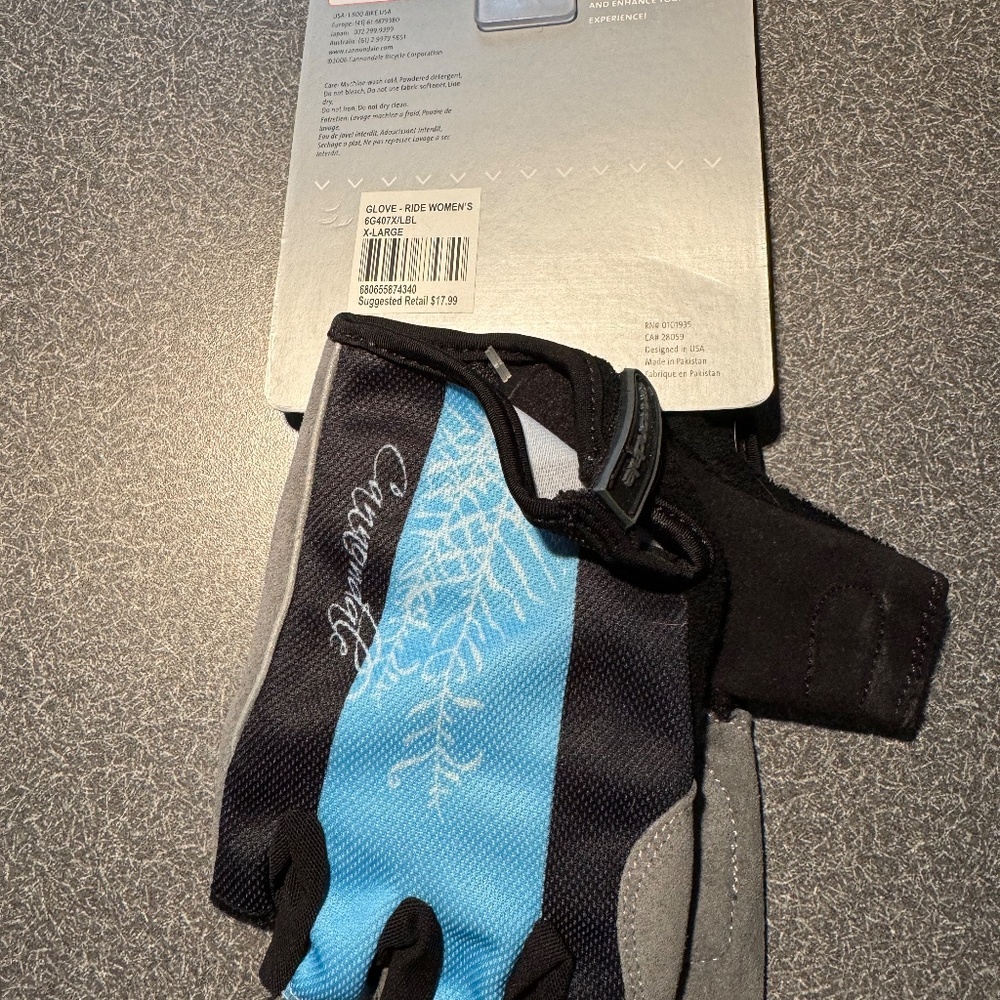 Women's Canondale Cycling Glove light blue/black XL extra large NTW new with tag